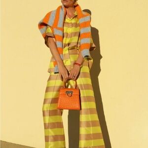 NWT Zimmermann Wonderland Pants in Lime Yellow and Tan